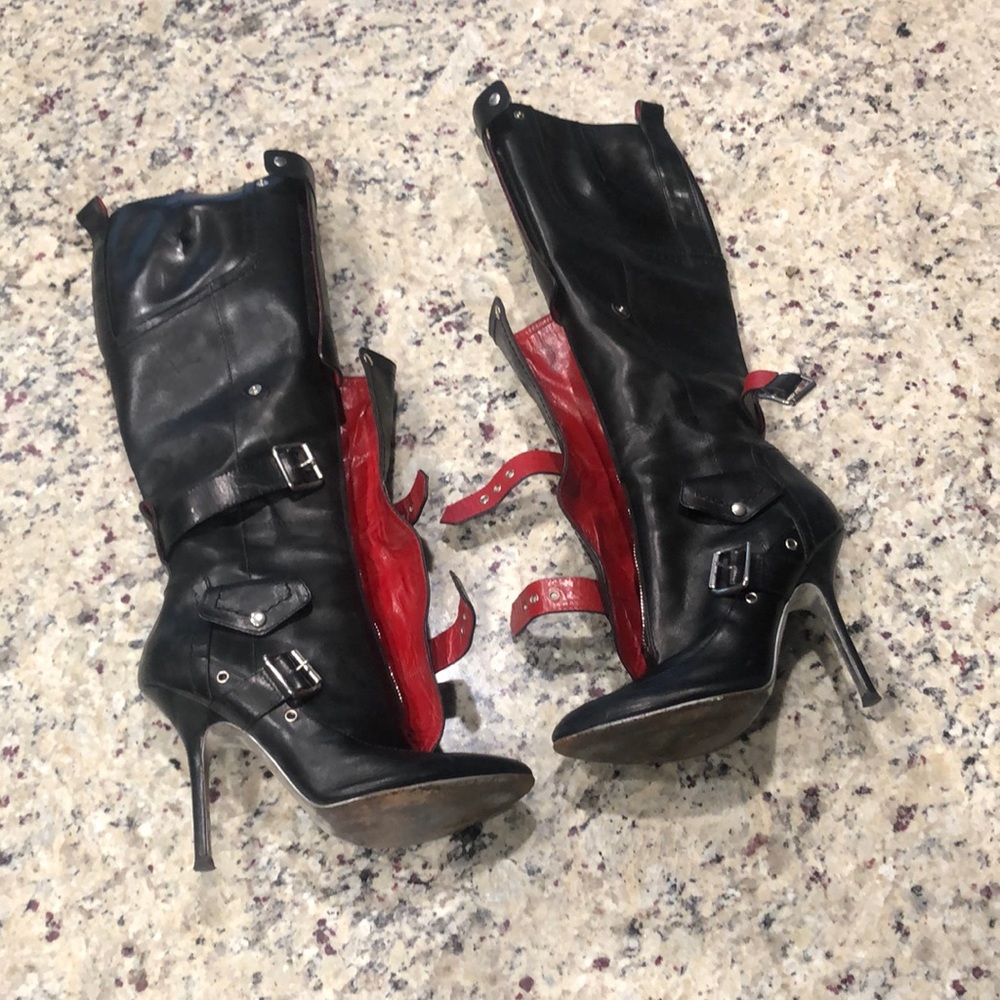 DSQUARED2  black and red high heel boots. Size 37 1/2